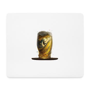 Verre à bière avec surfeur sur vague - Tapis de souris (format paysage) - blanc - Devant