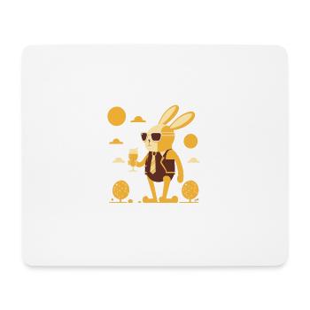 Lapin cool avec de la bière et des lunettes de soleil drôle - Tapis de souris (format paysage) - blanc - Devant