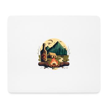 Camping with campfire and beer in nature - Mouse Pad (horizontal) - white - Front