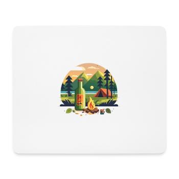 Outdoor Motiv, Zelten bei Bier und Lagerfeuer - Mousepad (Querformat) - Weiß - Vorne