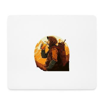 Hikers with beer at sunset. Outdoor - Mouse Pad (horizontal) - white - Front