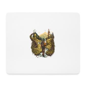 Randonneurs à la rivière avec bière dans le sac à dos - Tapis de souris (format paysage) - blanc - Devant