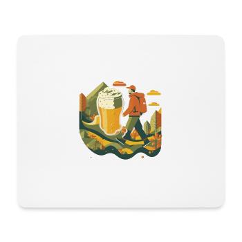 Hike in nature with destination: beer - Mouse Pad (horizontal) - white - Front