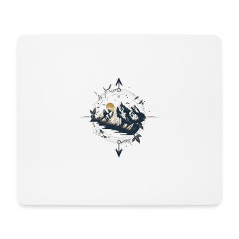Kompass mit Bergen für Outdoorliebhaber - Mousepad (Querformat) - Weiß - Vorne