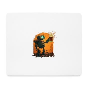 Robot drinks craft beer. Beer Shirt - Mouse Pad (horizontal) - white - Front