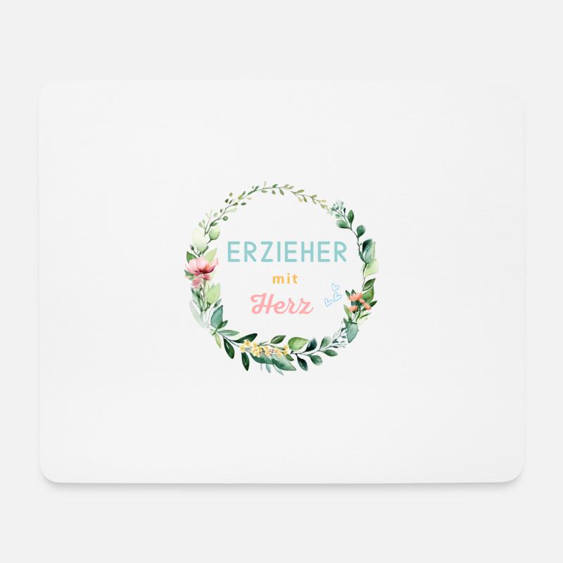 Erzieher mit Herz - personalisierbares Design - Mousepad (Querformat) - Weiß