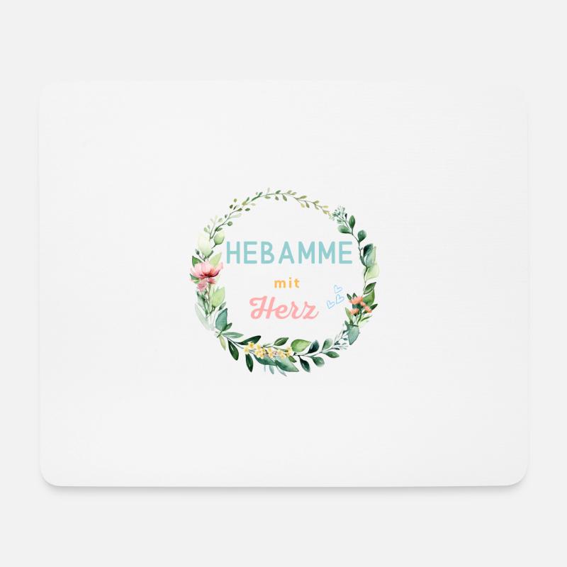 Hebamme mit Herz - Mousepad (Querformat) - Weiß
