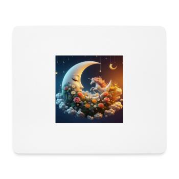 Mond mit Einhorn - Mousepad (Querformat) - Weiß - Vorne