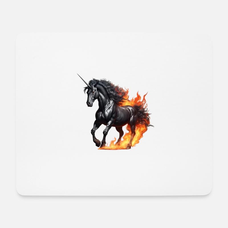 Das mächtige schwarze Einhorn - Mousepad (Querformat) - Weiß