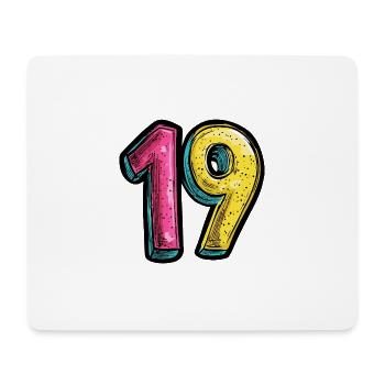 19 Zahl Bunt - Mousepad (Querformat) - Weiß - Vorne