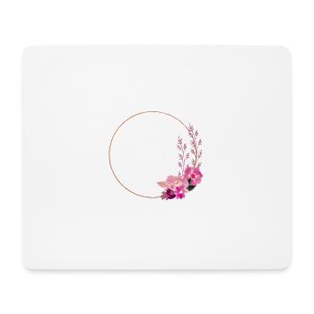 Cadre doré avec des fleurs rose-rouge – noble et ludique - Tapis de souris (format paysage) - blanc - Devant