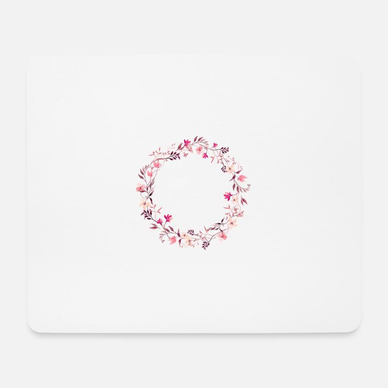 Flower wreath in pink, pink and violet - delicate & round - Mouse Pad (horizontal) - white