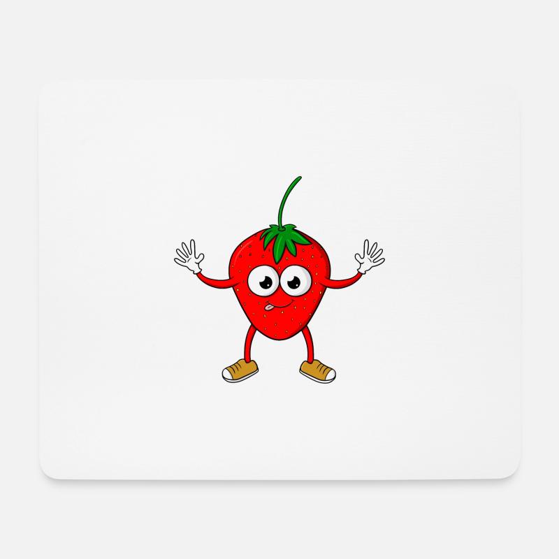 Erdbeere Cartoon - Mousepad (Querformat) - Weiß