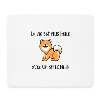 La vie est plus belle avec un spitz nain - Tapis de souris (format paysage) - blanc - Devant