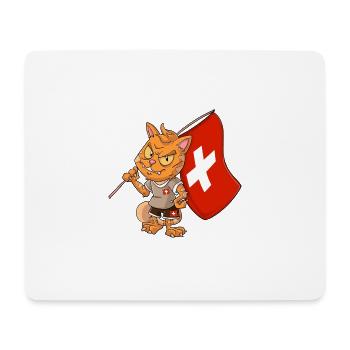 Schweizer Fan Katze - Mousepad (Querformat) - Weiß - Vorne