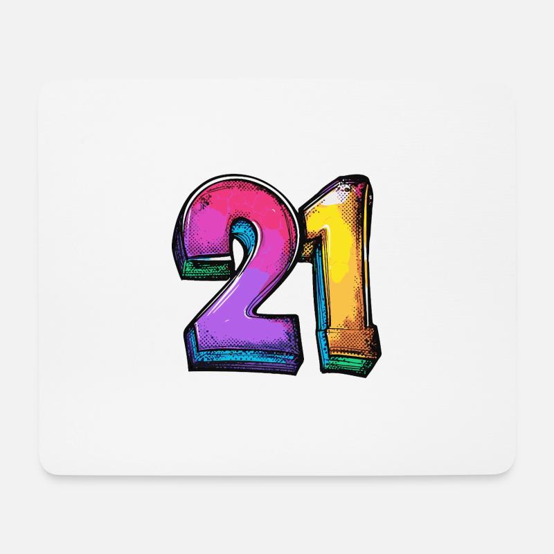 21 Number Colorful - Mouse Pad (horizontal) - white