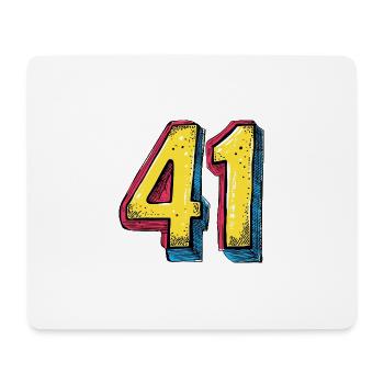 41 Zahl Bunt - Mousepad (Querformat) - Weiß - Vorne