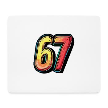 67 Zahl Bunt - Mousepad (Querformat) - Weiß - Vorne