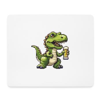 Dinosaure T-Rex Pixel Bière - Tapis de souris (format paysage) - blanc - Devant