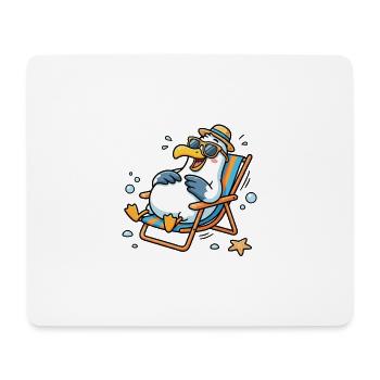 Relaxte Möwe am Strand - Mousepad (Querformat) - Weiß - Vorne
