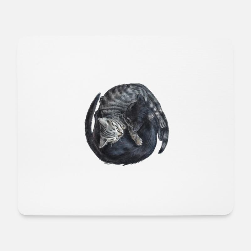 Yin & Yang Katzen - Geschenkidee - Kätzchen - süß - Mousepad (Querformat) - Weiß