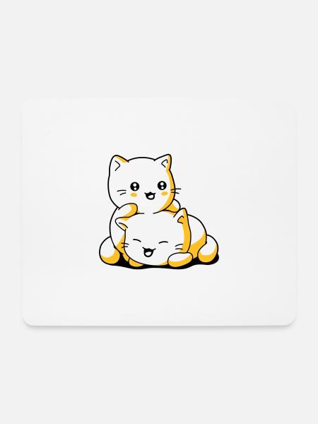 Cat Kittens kawaii - Mouse Pad (horizontal) - white