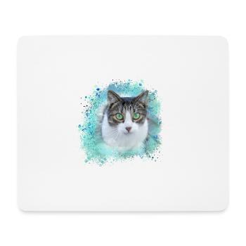 Cat, Green, Watercolor, Art, Painting, Graffiti, - Mouse Pad (horizontal) - white - Front