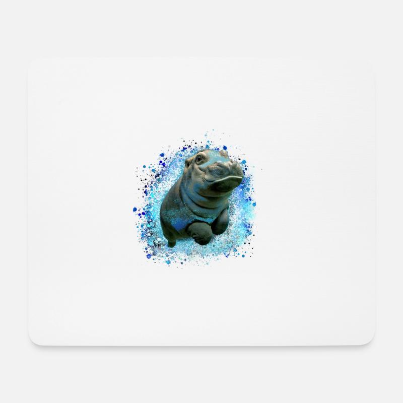 nilpferd,hippo,graffiti,malerei,nilpferd baby,baby - Mousepad (Querformat) - Weiß