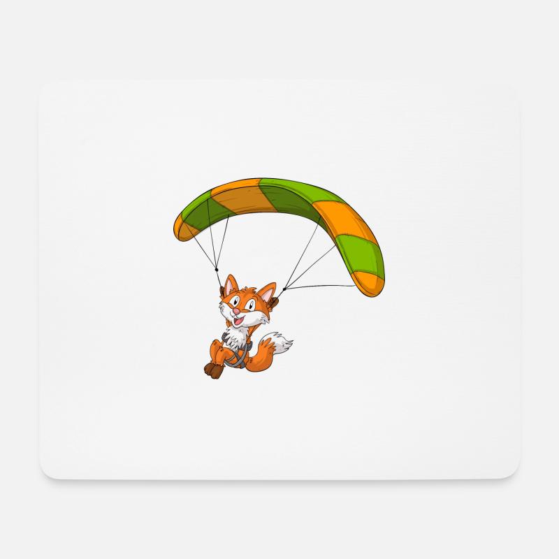 Parapente Fox / Renard volant - Tapis de souris (format paysage) - blanc