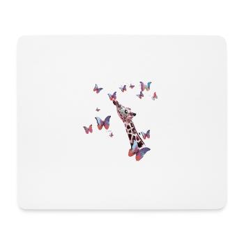 giraffe, schmetterlinge,hals,fliegen,bunt,malerei - Mousepad (Querformat) - Weiß - Vorne