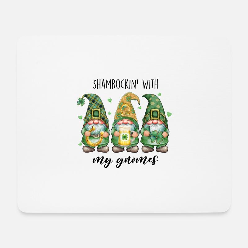 shamrockin with my gnomies - Mousepad (Querformat) - Weiß