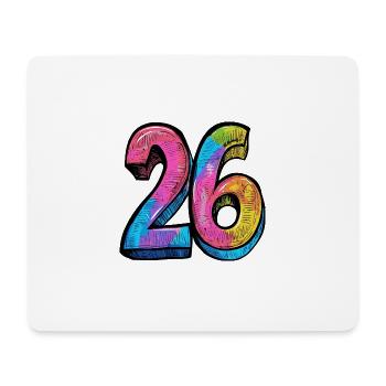 26 Zahl Bunt - Mousepad (Querformat) - Weiß - Vorne