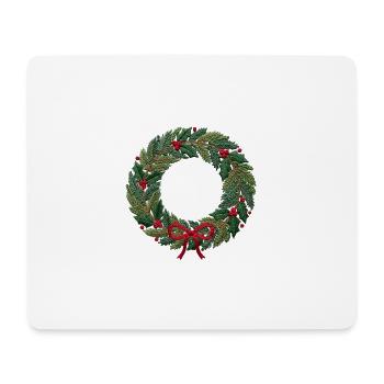 Bestickter Weihnachtskranz, skalierbar (gedruckt) - Mousepad (Querformat) - Weiß - Vorne