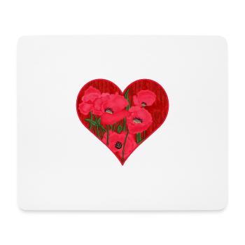 Mohnblumen-Herz - Mousepad (Querformat) - Weiß - Vorne
