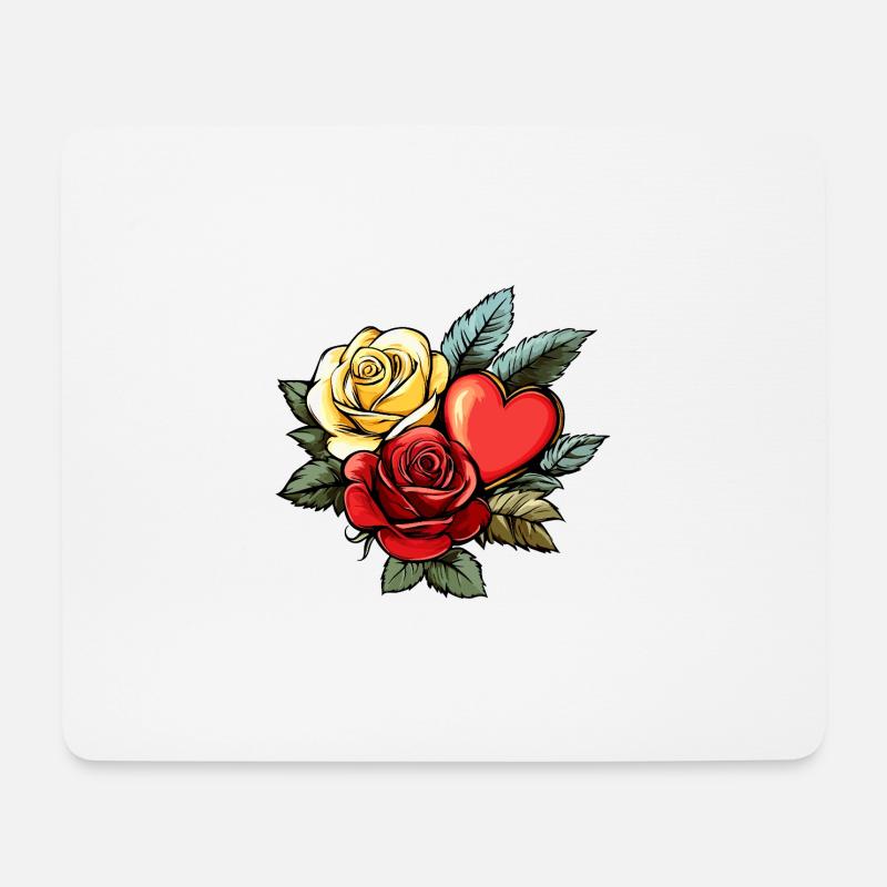 Rose Herz Liebe Valentinstag - Mousepad (Querformat) - Weiß