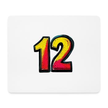 12 Numéro Coloré - Tapis de souris (format paysage) - blanc - Devant