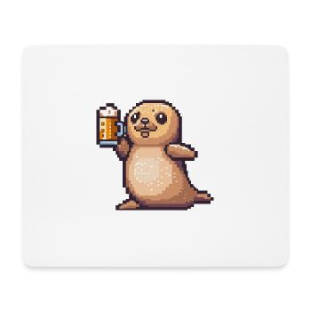 Robbe Tier Pixel Bier - Mousepad (Querformat) - Weiß - Vorne