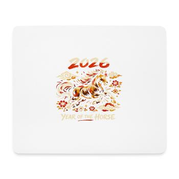 Jahr des Pferdes 2026 – Vintage chinesisches Neujahr - Mousepad (Querformat) - Weiß - Vorne