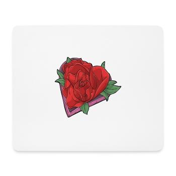 Cœur de Rose - Tapis de souris (format paysage) - blanc - Devant
