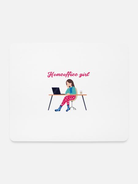 homeoffice girl, homeoffice, arbeit,büro - Mousepad (Querformat) - Weiß