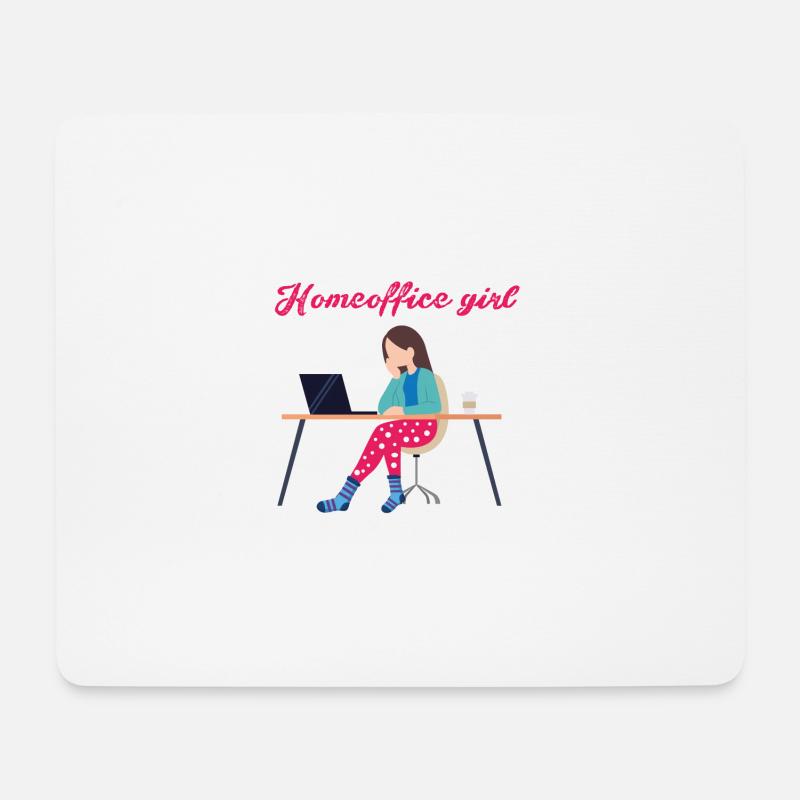 homeoffice girl, homeoffice, arbeit,büro - Mousepad (Querformat) - Weiß