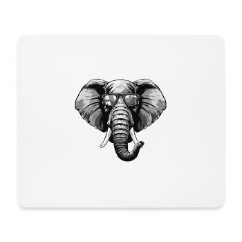 Elefant Hipster Cool Party - Mousepad (Querformat) - Weiß - Vorne