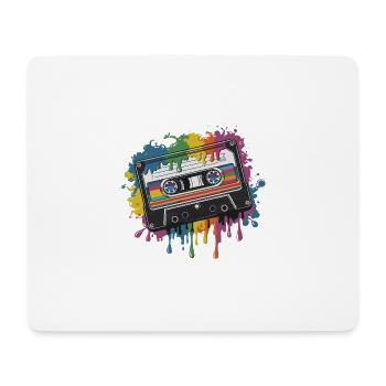 80s Retro Cassette Splash Classic Cassette Tape - Mousepad (Querformat) - Weiß - Vorne