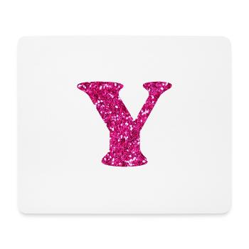 Letter y pink glitter - Mouse Pad (horizontal) - white - Front
