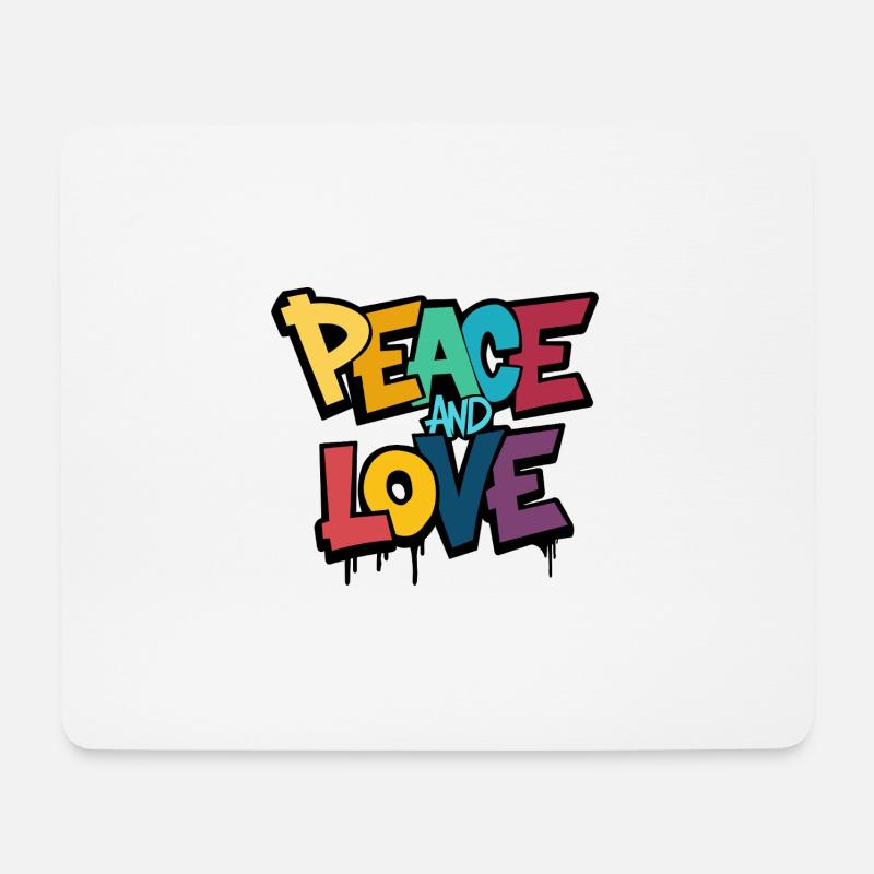 Paix et Amour Explosion de Couleur Art de rue - Tapis de souris (format paysage) - blanc