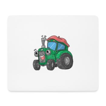 Traktor mit Gesicht - Mousepad (Querformat) - Weiß - Vorne