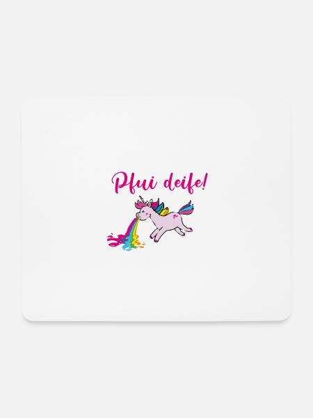 pfui deife,einhorn,regenbogen,kotzdendes einhorn - Mousepad (Querformat) - Weiß