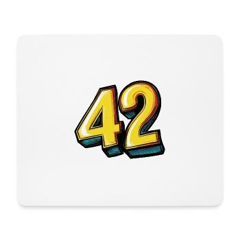 42 Zahl Bunt - Mousepad (Querformat) - Weiß - Vorne