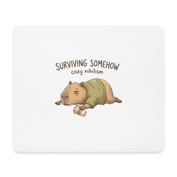 Cuddly Nihilism Capybara - Mouse Pad (horizontal) - white - Front