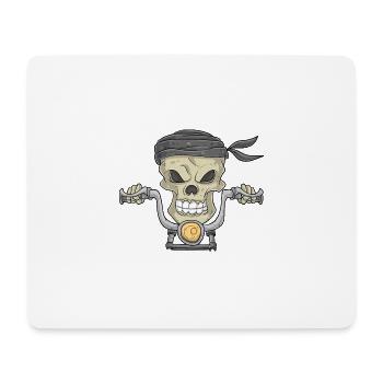 Skull Moto / Motocycliste mort - Tapis de souris (format paysage) - blanc - Devant